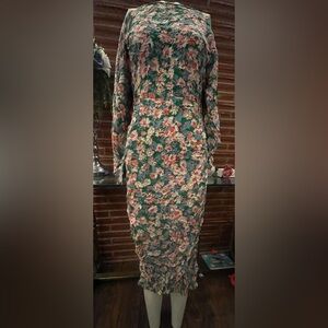 Zara Multicolor Floral Long Sleeve Dress